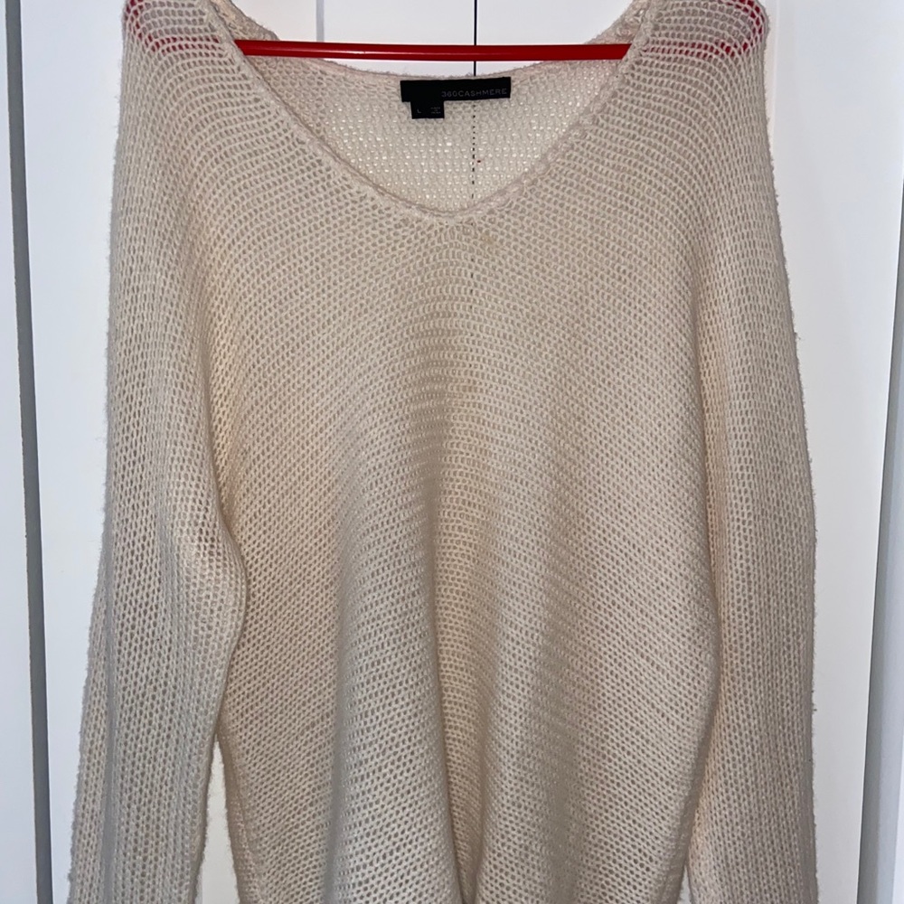 off white knit sweater large 360 cashmere
